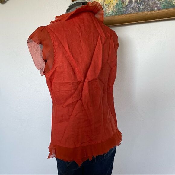 Sara I. Linen sleeveless blouse in Terra cotta L - Picture 3 of 11